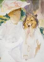 (image for) Handmade oil painting Copy paintings of famous artists John Singer Sargenti's art Woman with Collie A